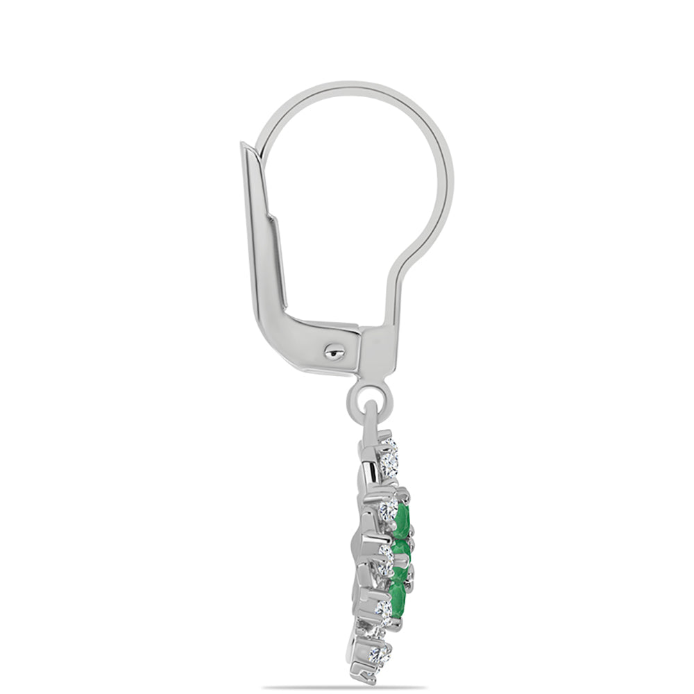 Pendientes de Plata con Esmeralda de Brasil y Topacio Blanco 4 