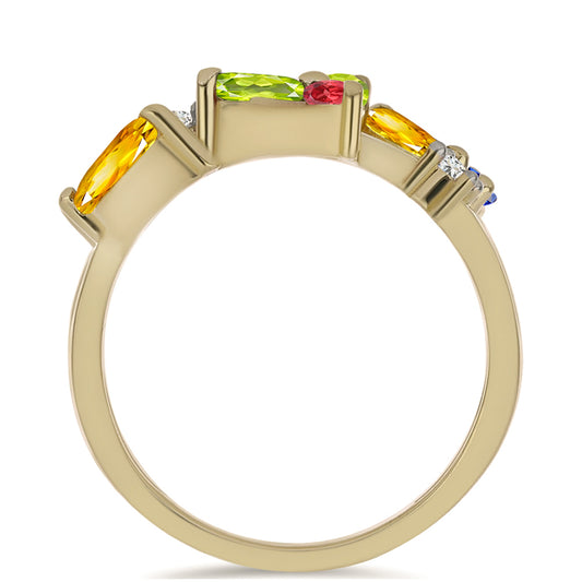 Anillo de Plata Bañada en Oro con Zafiro Arco Iris Rosebery y Topacio Blanco