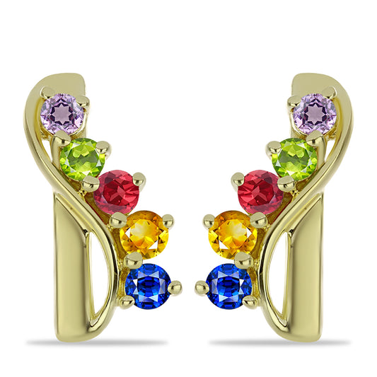 Pendientes de Plata Bañada en Oro con Zafiro Arco Iris Rosebery