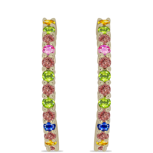 Pendientes de Plata Bañada en Oro con Zafiro Arco Iris Rosebery