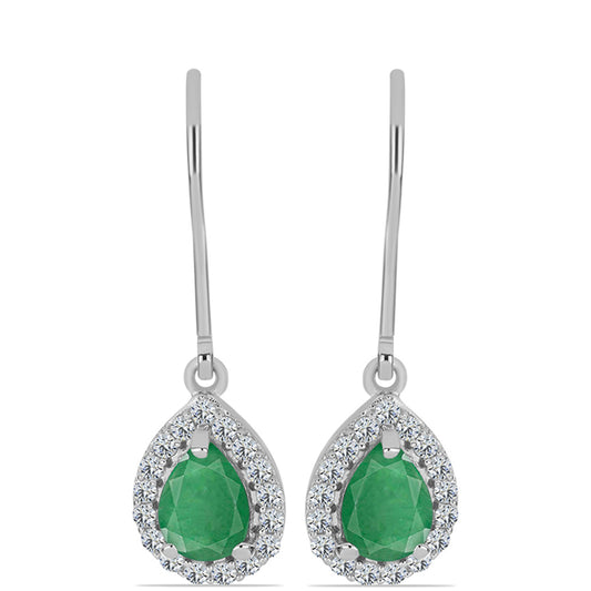 Pendientes de Plata con Esmeralda de Brasil y Topacio Blanco