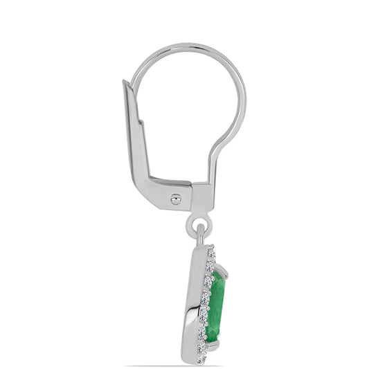 Pendientes de Plata con Esmeralda de Brasil y Topacio Blanco