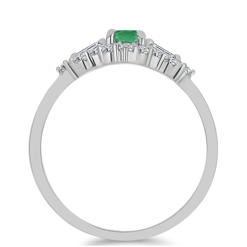 Anillo de Plata con Esmeralda de Brasil y Topacio Blanco 2 