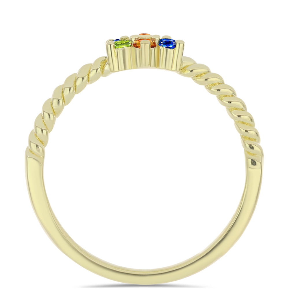 Anillo de Plata Bañada en Oro con Zafiro Arco Iris Rosebery y Topacio Blanco 2 