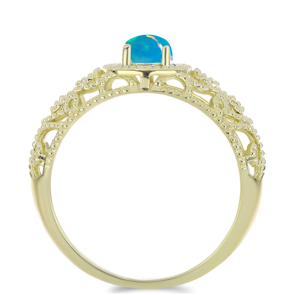 Anillo de Plata Bañada en Oro con Ópalo Azul Paraiba de Etiopía 2 