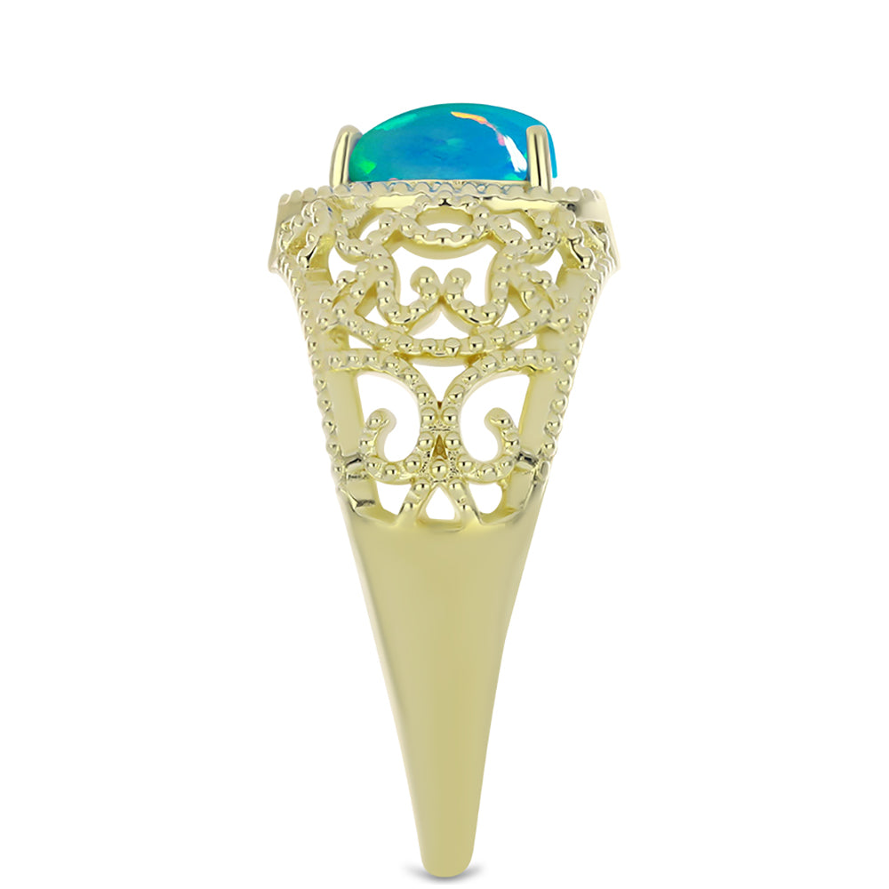 Anillo de Plata Bañada en Oro con Ópalo Azul Paraiba de Etiopía 4 