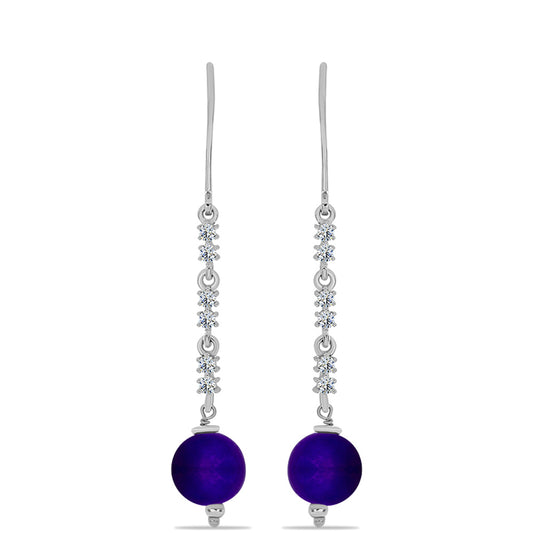 Pendientes de Plata con Jade Púrpura y Topacio Blanco