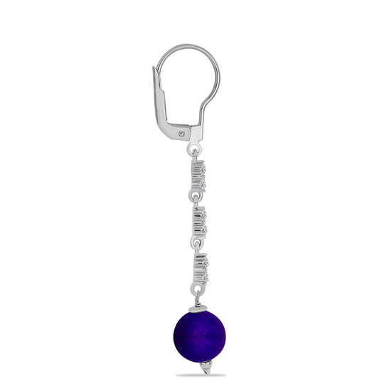 Pendientes de Plata con Jade Púrpura y Topacio Blanco