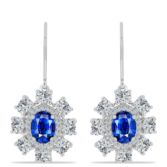 Pendientes de Plata con Zafiro Azul Australiano y Topacio Blanco