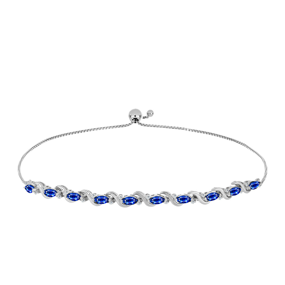 Pulsera de Plata con Zafiro Azul Australiano y Topacio Blanco