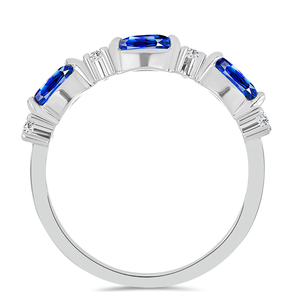 Anillo de Plata con Zafiro Azul Australiano y Topacio Blanco 3 