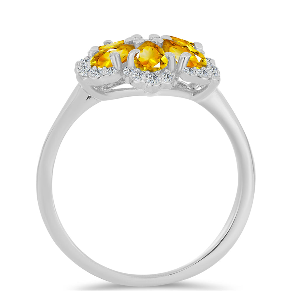 Anillo de Plata con Citrino de los Montes Urales y Topacio Blanco