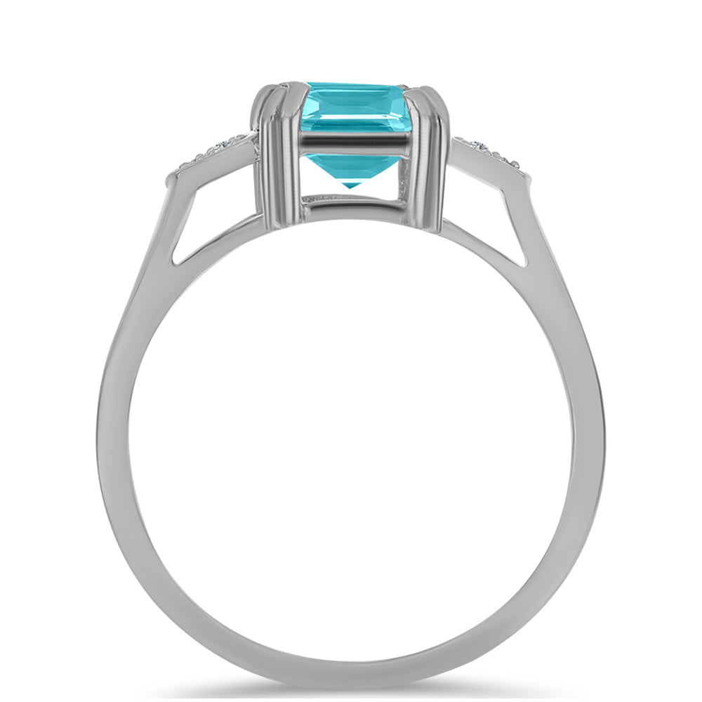 Anillo de Plata con Cuarzo Paraiba y Topacio Blanco 2 