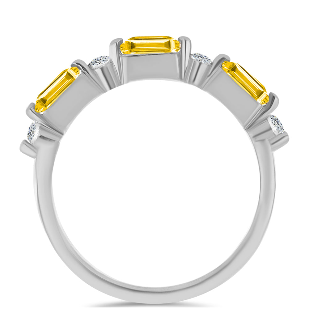 Anillo de Plata con Citrino de los Montes Urales y Topacio Blanco 3 