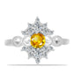 Anillo de Plata con Citrino de los Montes Urales y Topacio Blanco