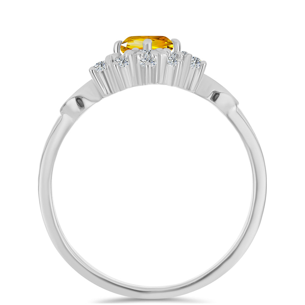 Anillo de Plata con Citrino de los Montes Urales y Topacio Blanco 2 