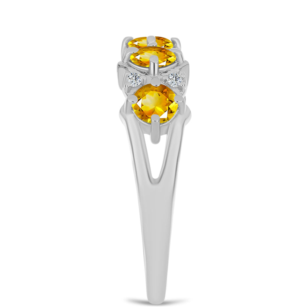 Anillo de Plata con Citrino de los Montes Urales y Topacio Blanco