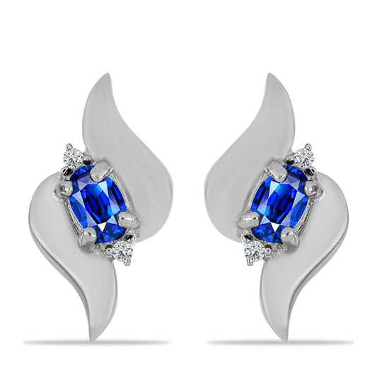 Pendientes de Plata con Zafiro Azul Australiano y Topacio Blanco