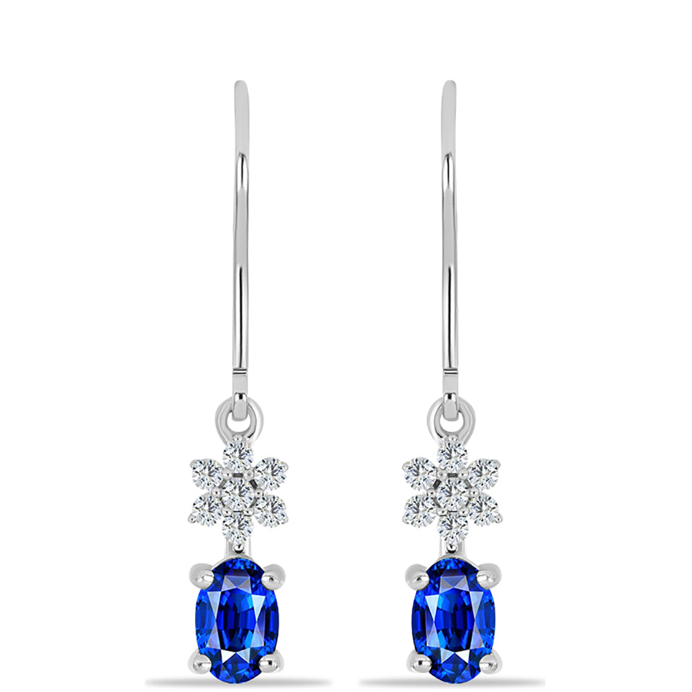 Pendientes de Plata con Zafiro Azul Australiano y Topacio Blanco