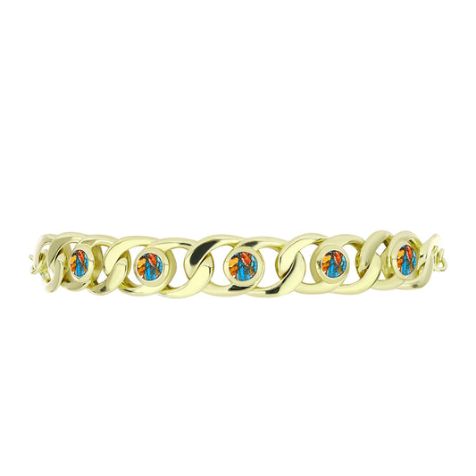 Pulsera de Plata Bañada en Oro con Turquesa Ostra