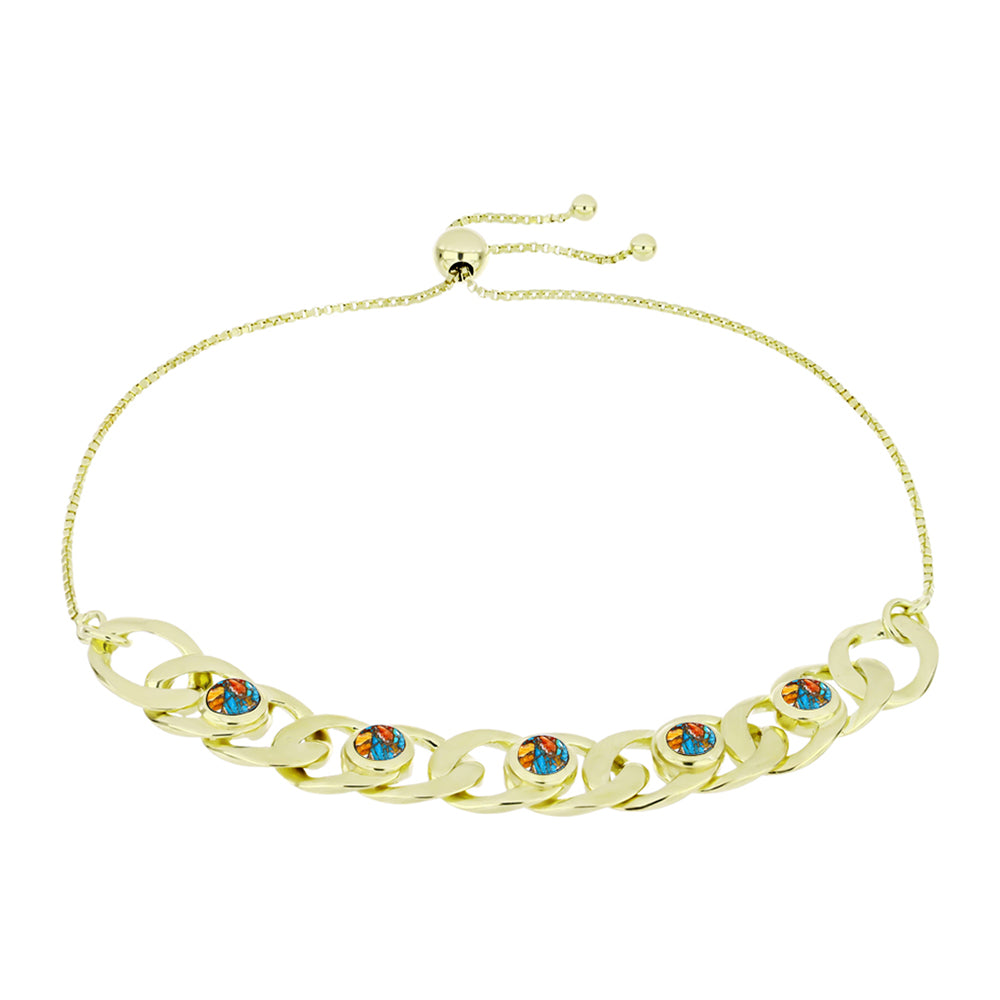 Pulsera de Plata Bañada en Oro con Turquesa Ostra