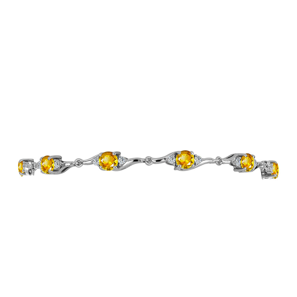 Pulsera de Plata con Citrino de los Montes Urales y Topacio Blanco 2 