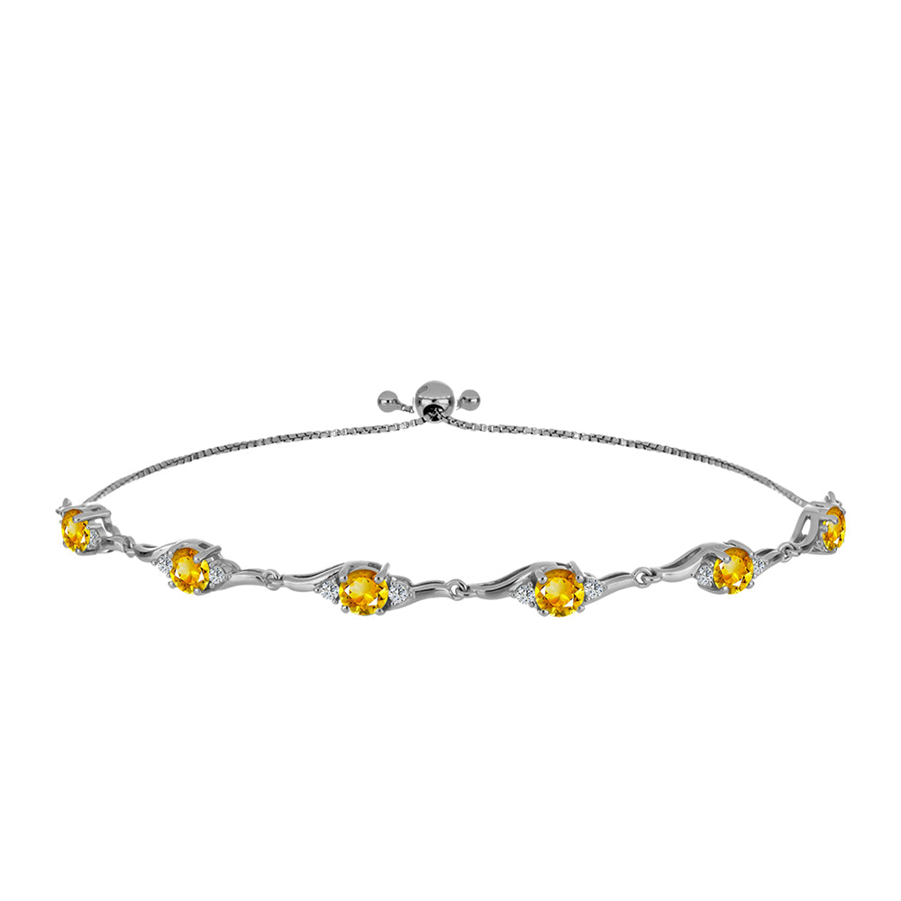 Pulsera de Plata con Citrino de los Montes Urales y Topacio Blanco