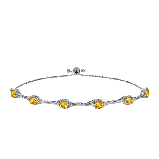 Pulsera de Plata con Citrino de los Montes Urales y Topacio Blanco