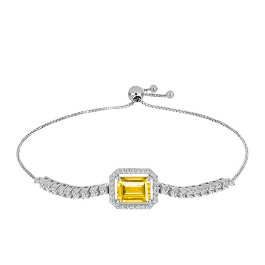 Pulsera de Plata con Citrino de los Montes Urales y Topacio Blanco