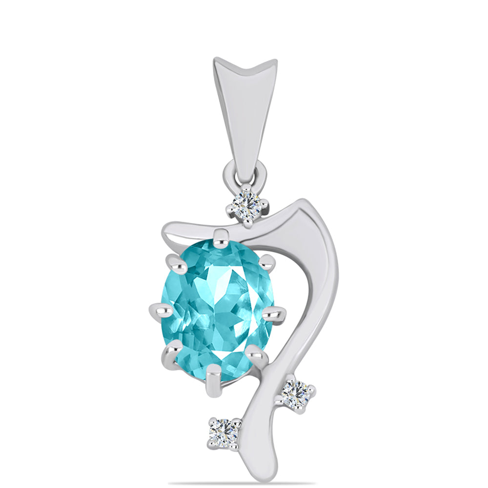 Colgante de Plata con Cuarzo Paraiba y Topacio Blanco 1 