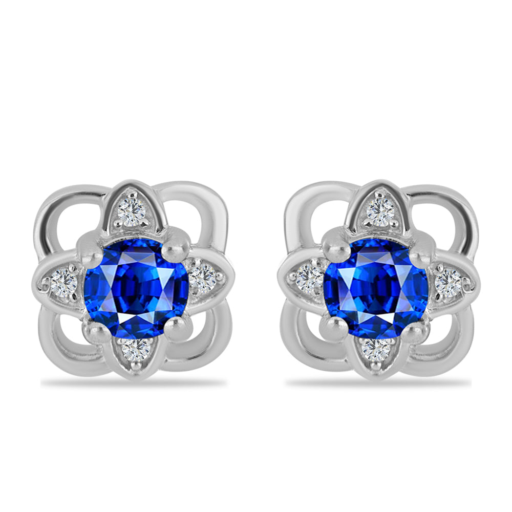 Pendientes de Plata con Zafiro Azul Australiano y Topacio Blanco 1 