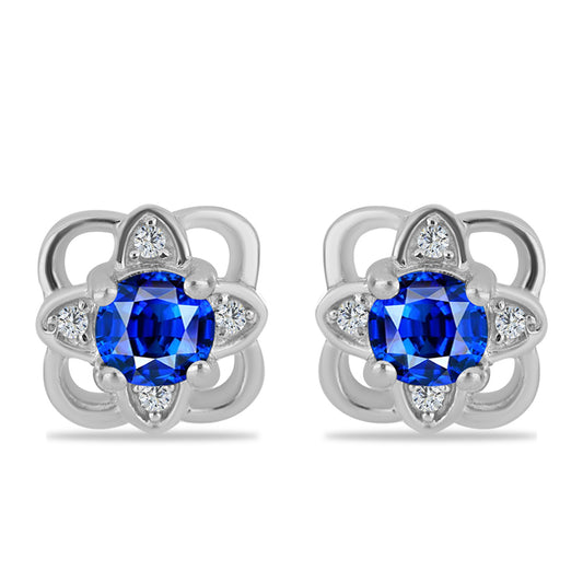 Pendientes de Plata con Zafiro Azul Australiano y Topacio Blanco
