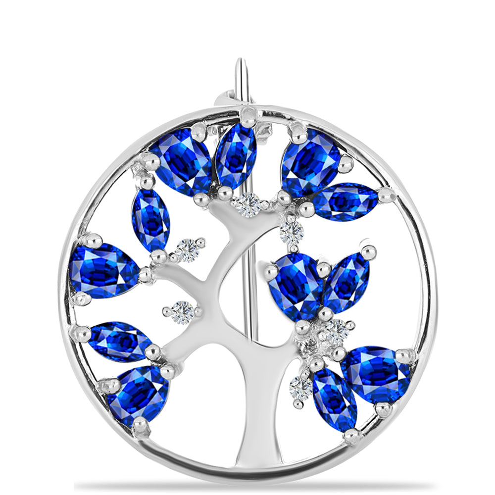 Broche de Plata con Zafiro Azul Australiano y Topacio Blanco