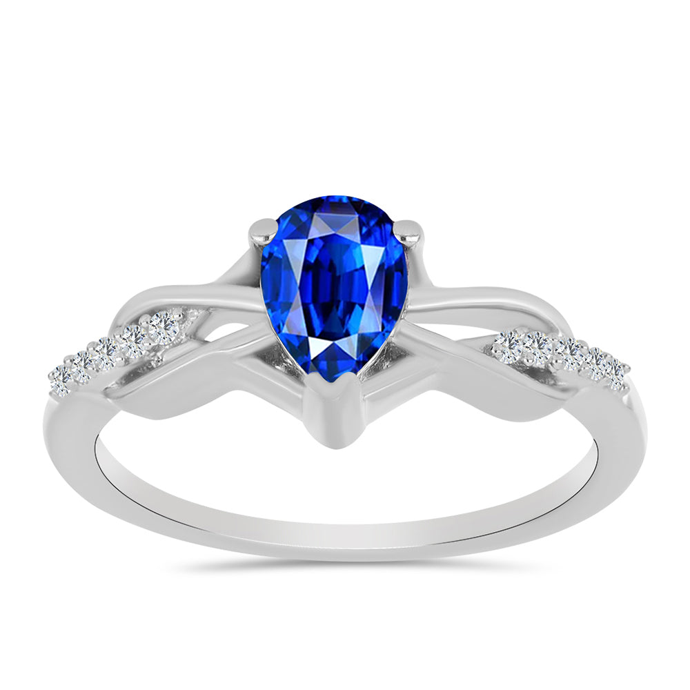 Anillo de Plata con Zafiro Azul Australiano y Topacio Blanco 3 