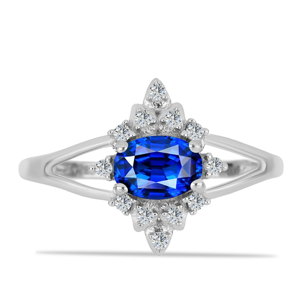 Anillo de Plata con Zafiro Azul Australiano y Topacio Blanco