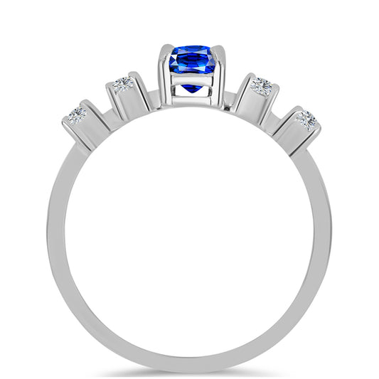 Anillo de Plata con Zafiro Azul Australiano y Topacio Blanco