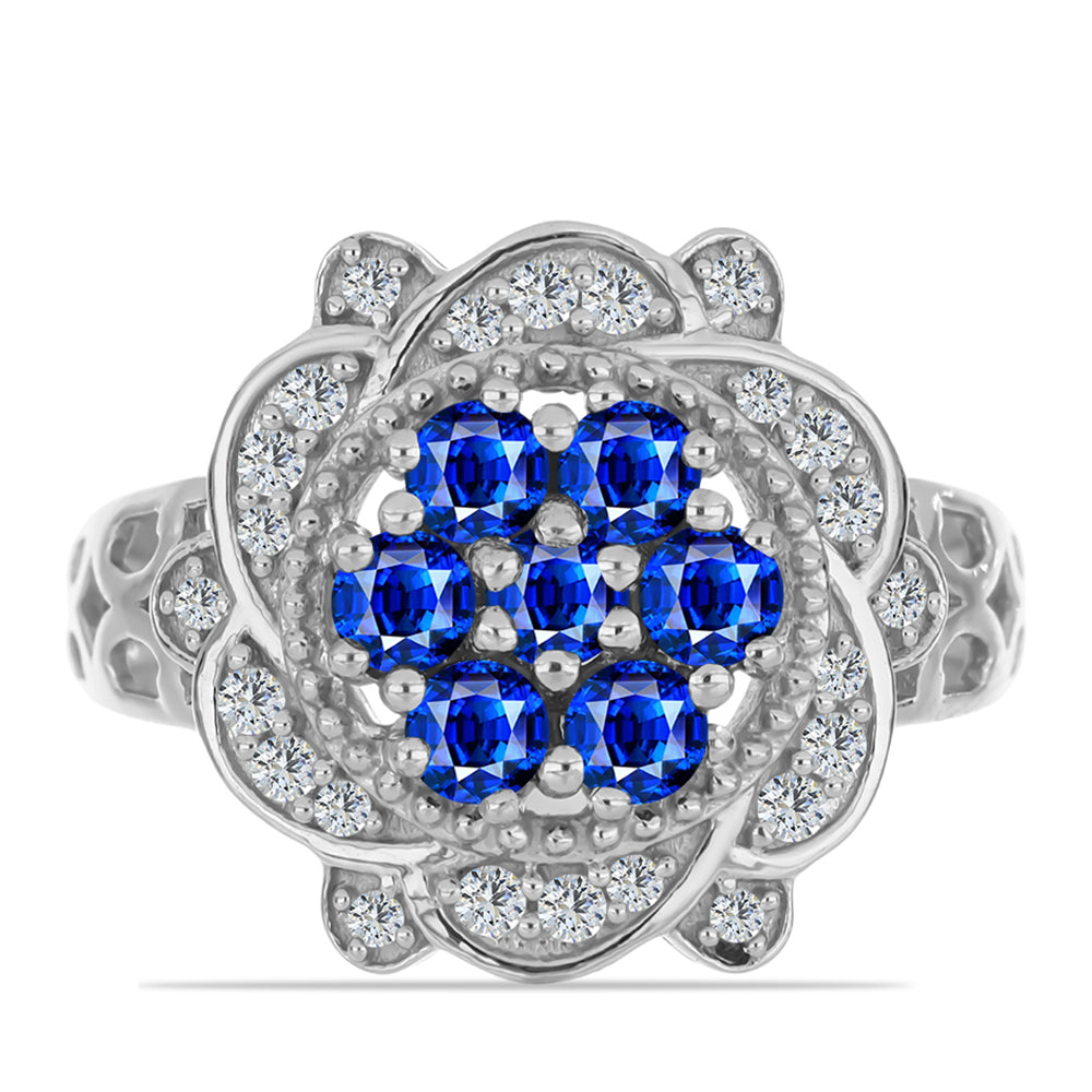 Anillo de Plata con Zafiro Azul Australiano y Topacio Blanco 1 