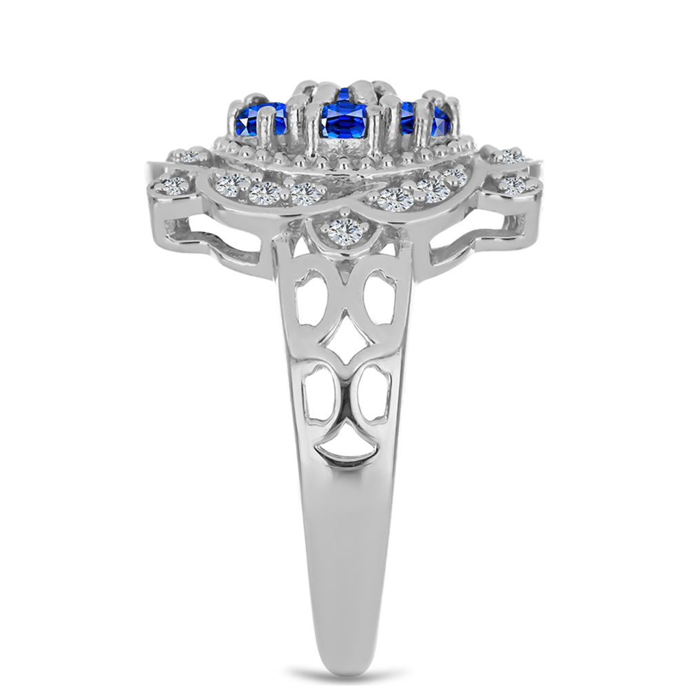 Anillo de Plata con Zafiro Azul Australiano y Topacio Blanco 4 