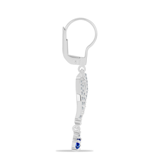 Pendientes de Plata con Zafiro Azul Australiano y Topacio Blanco