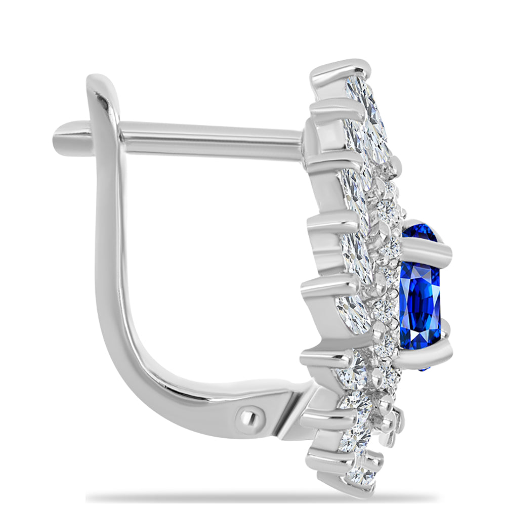 Pendientes de Plata con Zafiro Azul Australiano y Zircón Blanco 2 