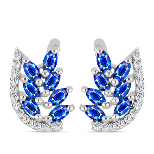 Pendientes de Plata con Zafiro Azul Australiano y Topacio Blanco