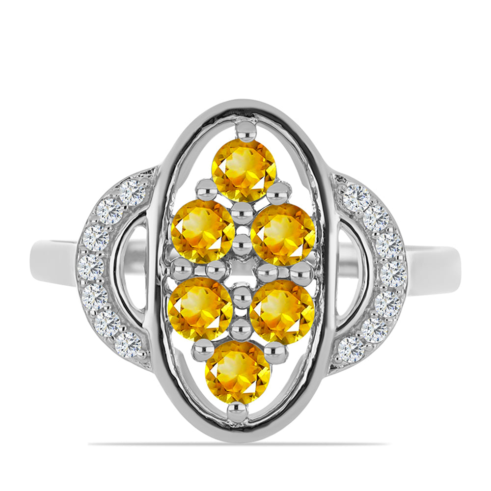 Anillo de Plata con Citrino de los Montes Urales y Topacio Blanco 1 