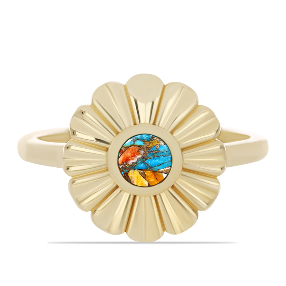 Anillo de Plata Bañada en Oro con Turquesa Ostra
