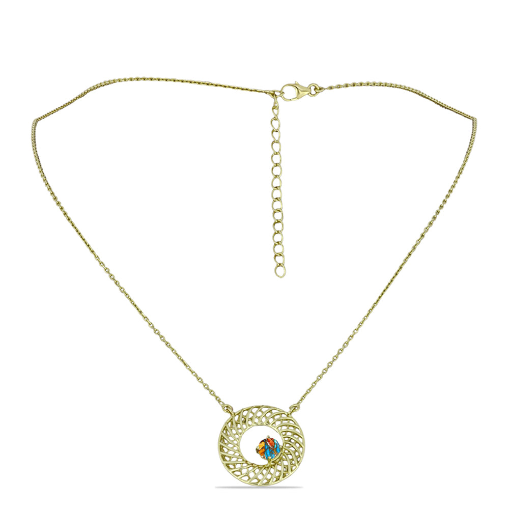 Collar de Plata Bañada en Oro con Turquesa Ostra 1 