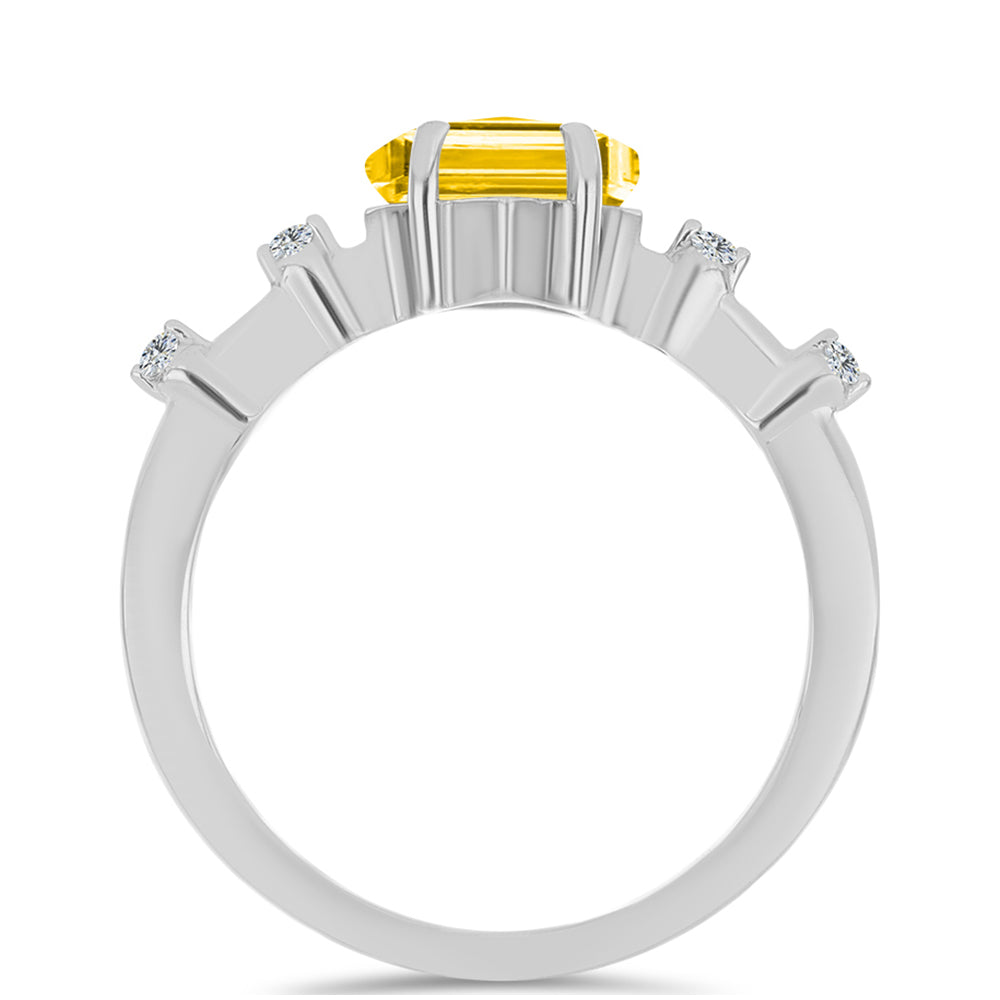 Anillo de Plata con Citrino de los Montes Urales y Topacio Blanco 2 