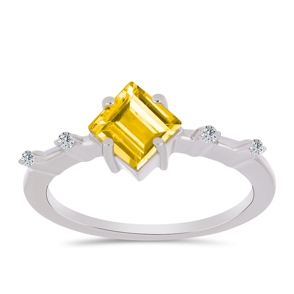 Anillo de Plata con Citrino de los Montes Urales y Topacio Blanco 3 
