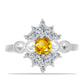 Anillo de Plata con Citrino de los Montes Urales y Topacio Blanco