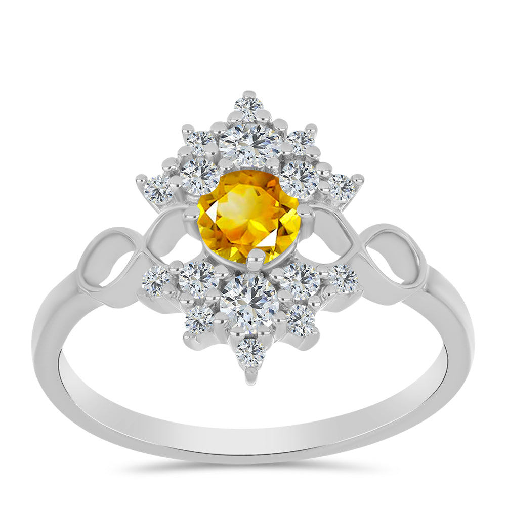 Anillo de Plata con Citrino de los Montes Urales y Topacio Blanco 3 