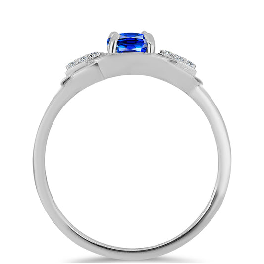 Anillo de Plata con Zafiro Azul Australiano y Topacio Blanco