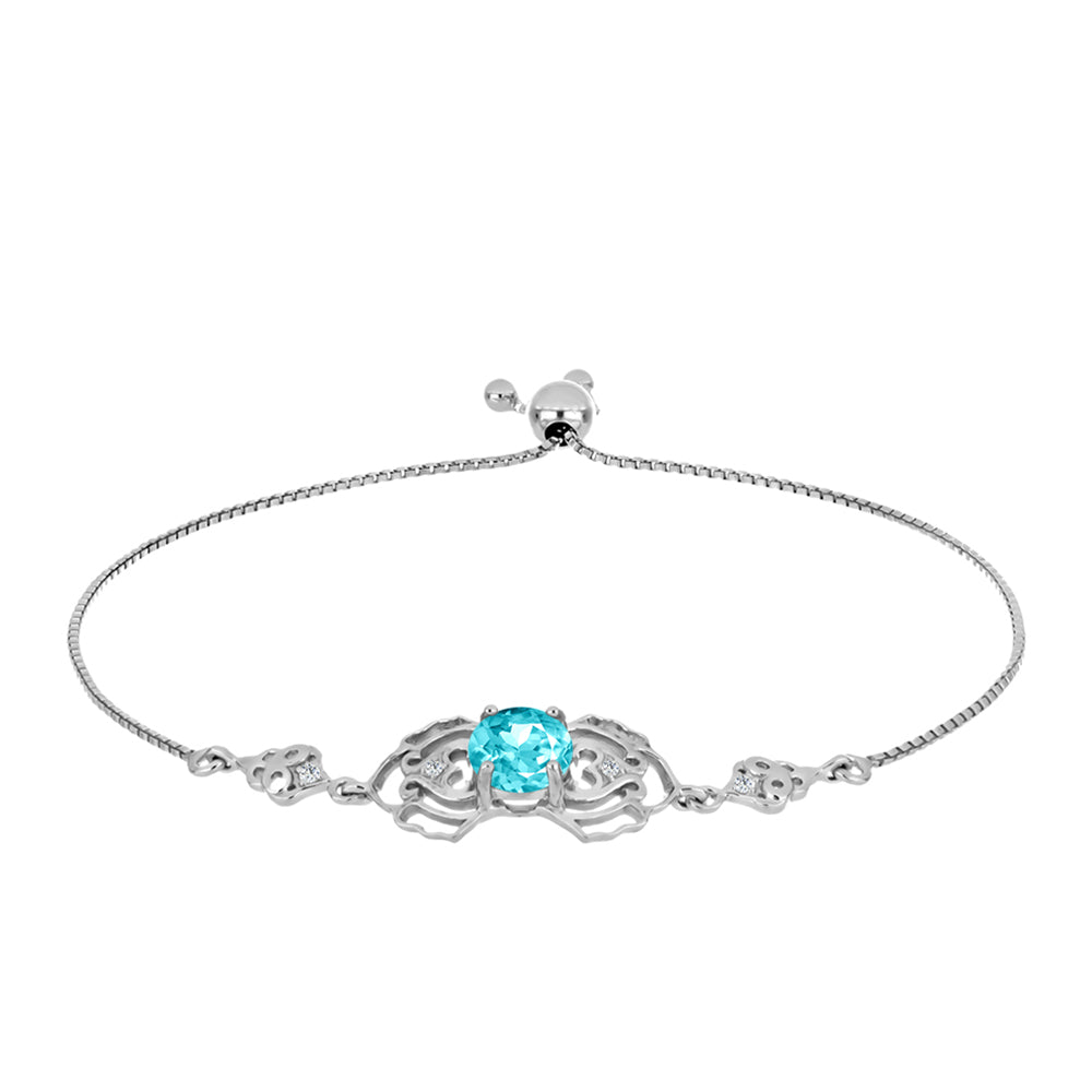 Pulsera de Plata con Cuarzo Paraiba y Topacio Blanco 1 
